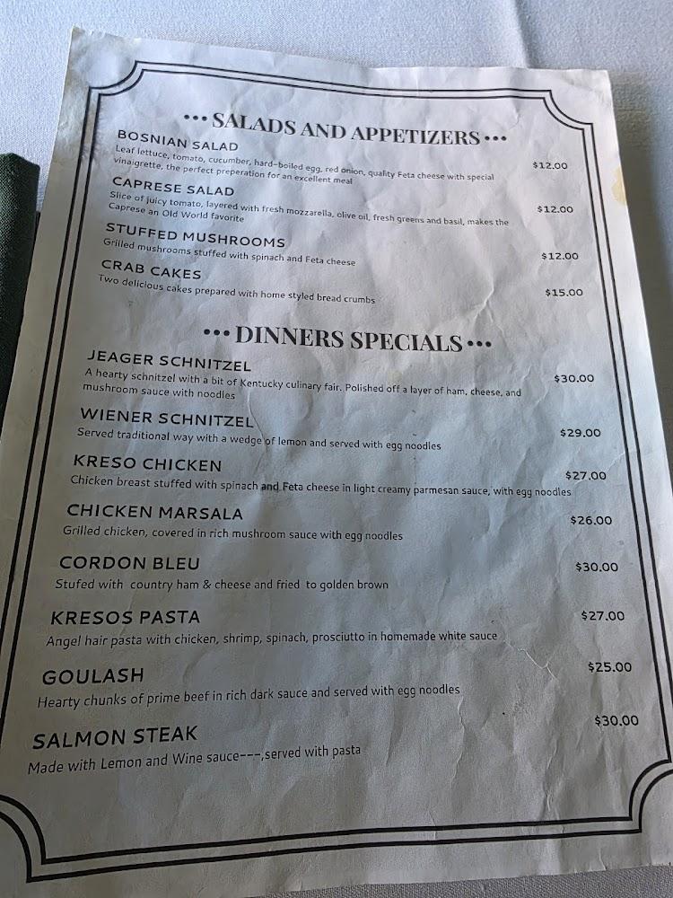 Kreso's Restaurant Menu image 1